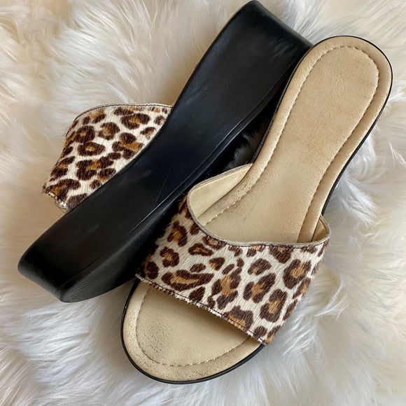 Eddie Bauer Shoes - Calf Hair Platform Slide Sandals